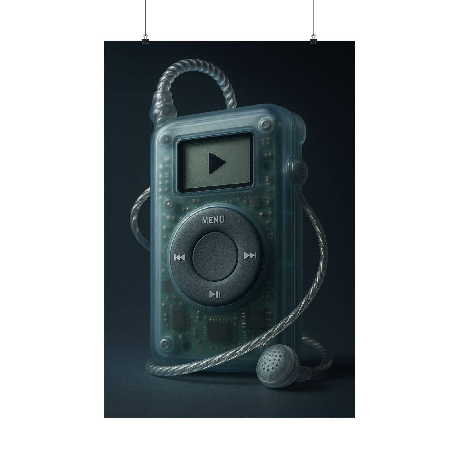 Translucent Y2K MP3 Player Art Print Poster, See-Through Frosted Gadget