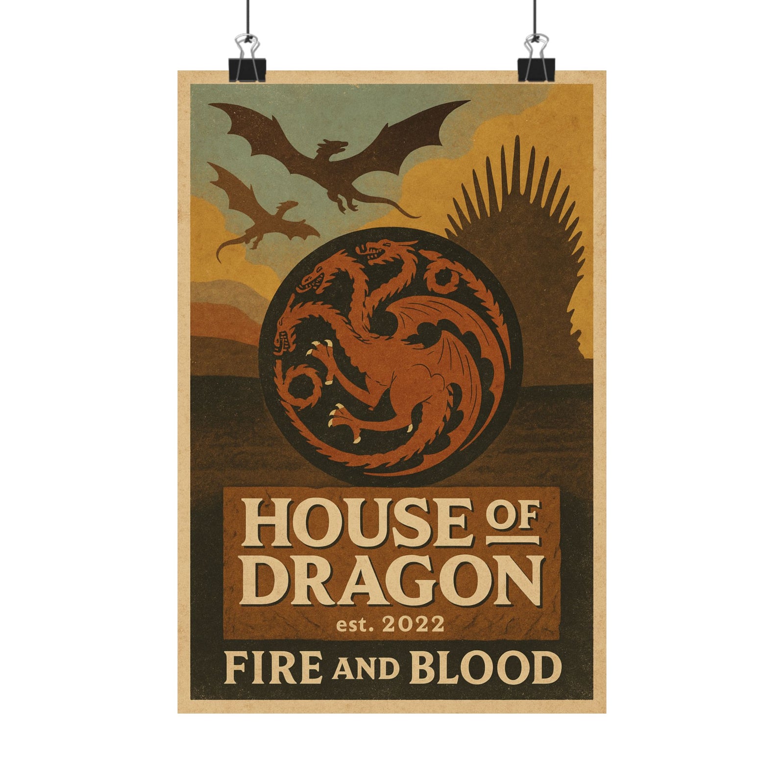 House Of The Dragon Vintage / Retro Poster - Wall Art Print