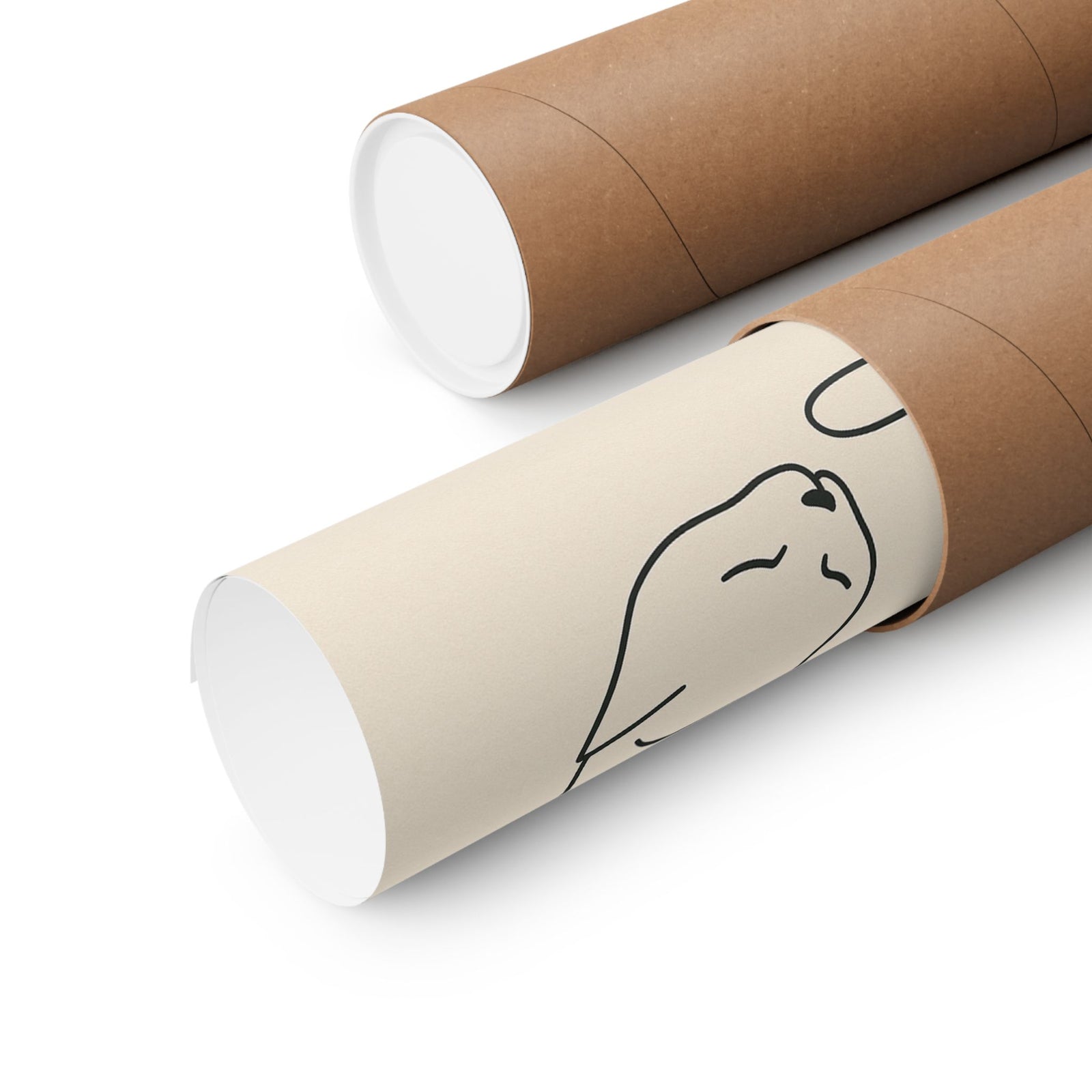 Curled Sleeping Cat Line Art Print Poster, Minimal One Line Drawing