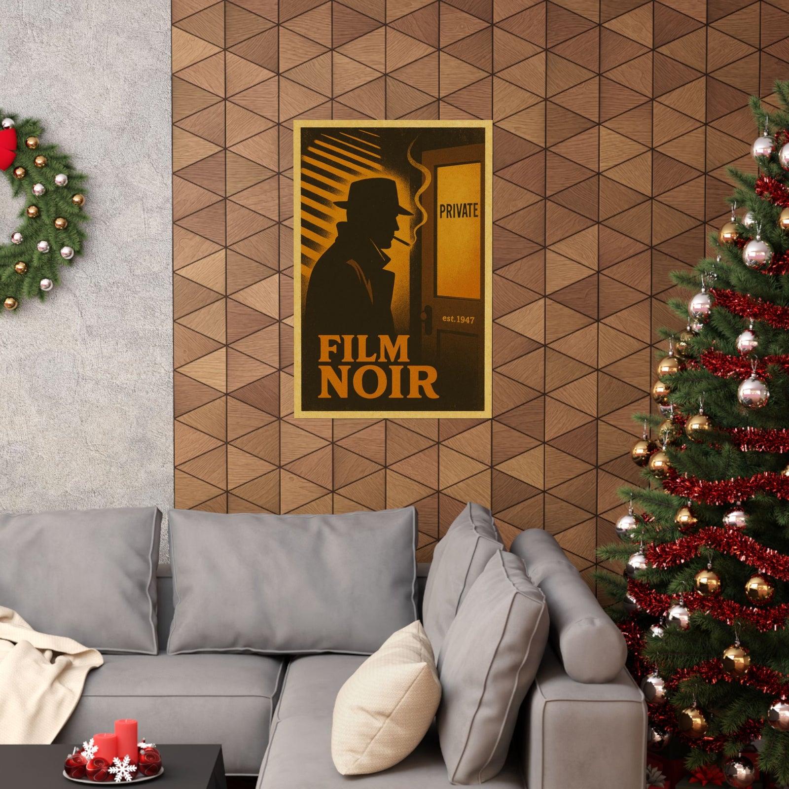 Film Noir Detective Office Art Print Poster, Venetian Blind Shadows